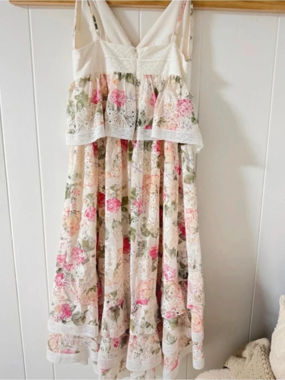 NWT Gianni Bini Midori Floral Chiffon Maxi Dress Tiered Peplum Lace Boho 10
